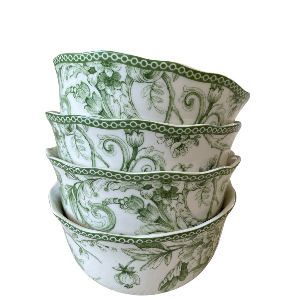 222 Fifth Adelaide MOSS Porcelain Dinner Plates 10.5in Floral Set of 4 New - Picture 13 of 16